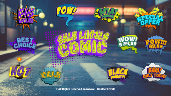Sale Labels Comic Titles template preview