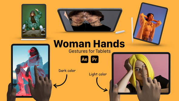 Female Hand Gesture for Tablets Product Promo template preview