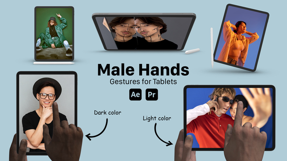 Male Hand Gestures for Tablets Product Promo template preview