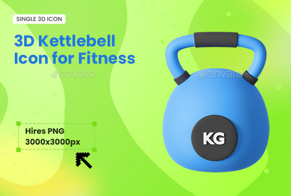 3D Kettlebell Icon for Fitness