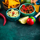 Traditional Mexican food nachos, salsa, guacamole, tequila. - PhotoDune Item for Sale