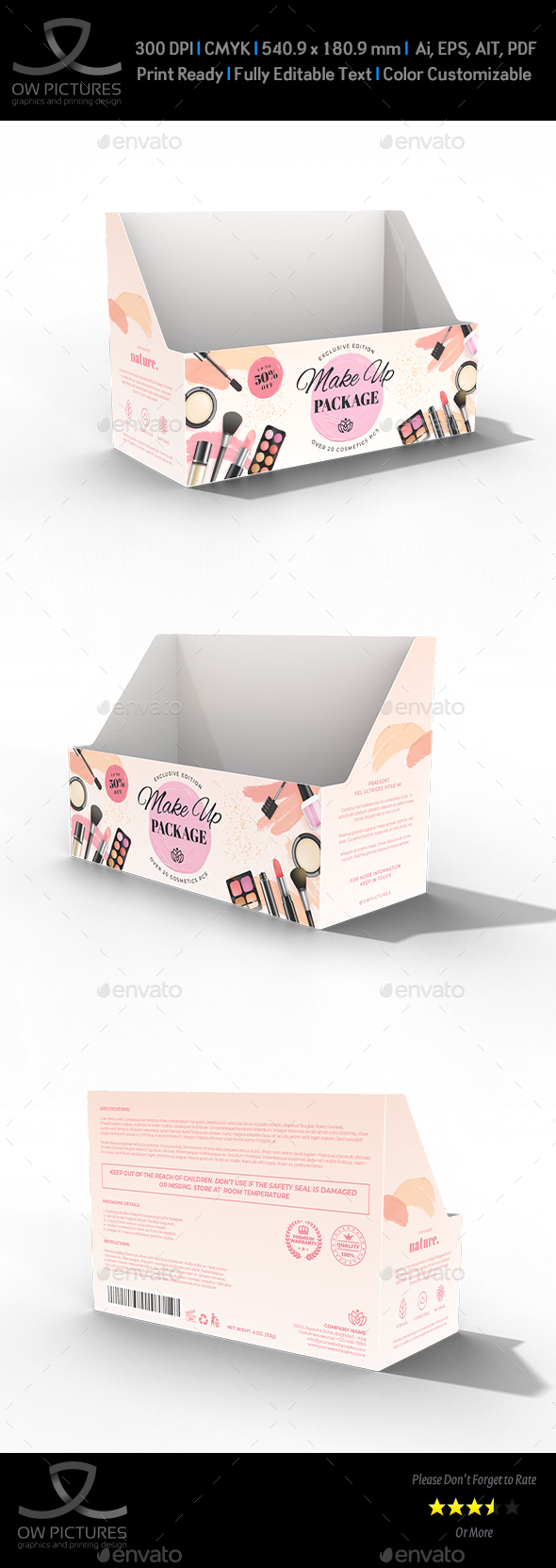 Cosmetics Box Template for Packaging