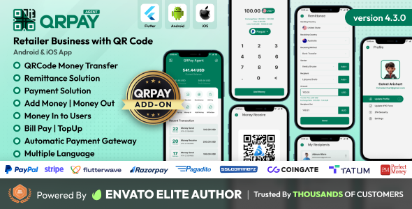 QRPay Agent - Retailer Business with QR Code Android and iOS App