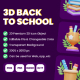 3D Back to School Item icon set