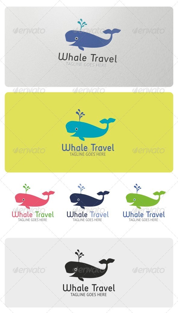 Whale Travel Logo Template - Animals Logo Templates