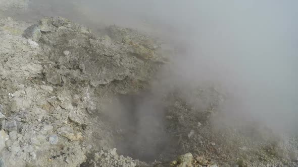 Geothermal Activities - Volcanic Hole Emission Clouds of Hot Gas and Steam