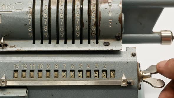 Old Soviet Mechanical Calculator Adding Machine 