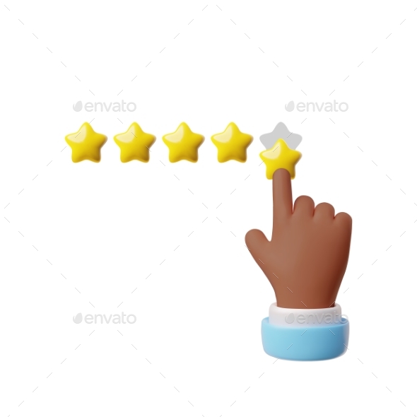 [DOWNLOAD]Hand Pointing to Five Stars Rating 3D Vector