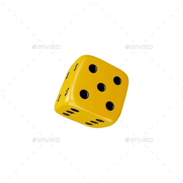 Realistic Game Dice Falling 3d Vector Yellow Cube