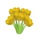3D Bouquet of Yellow Tulips with Green Leaves and