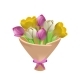 Gift Bouquet of Tulips in Wrapping Paper 3D