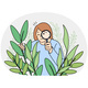 Woman Botanist with Magnifier Look at Plants 