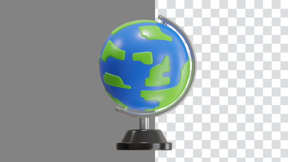 3D Animation of Globe Spinning Views from Around the World | Alpha Channel