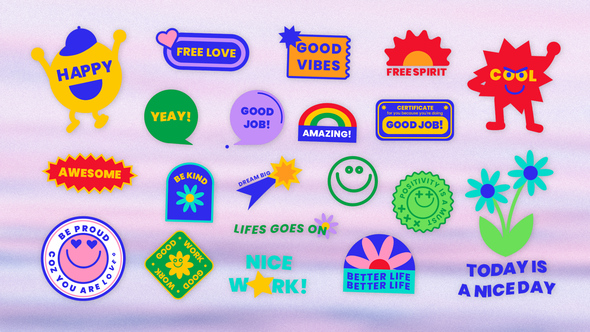 Sticker Pack - Retro Y2K Vibrant After Effects Project Template Elements template preview