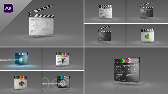 Clapperboard Transitions + Logo reveal Elements template preview