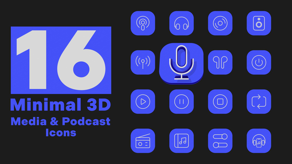 Minimal 3D - Media & Podcast Icons