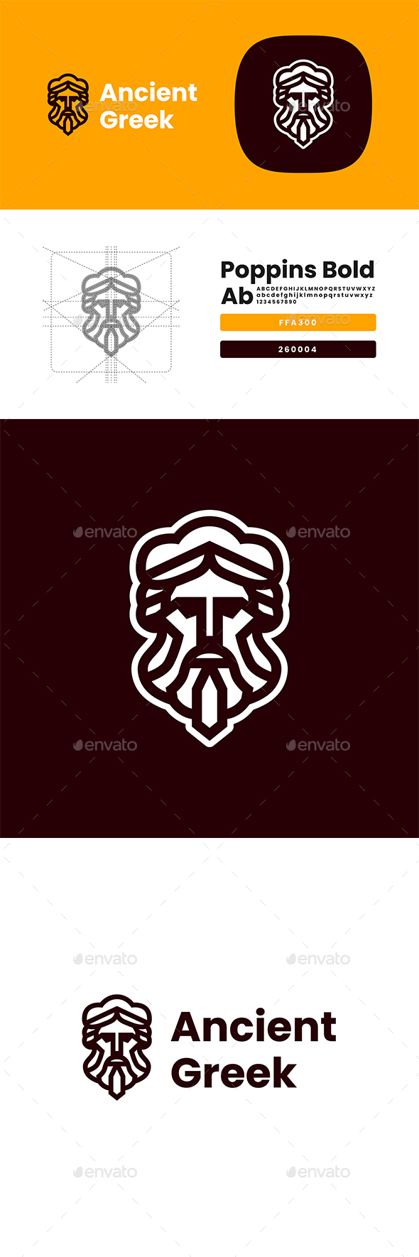 Geometric Ancient Greek God Zeus Logo Design