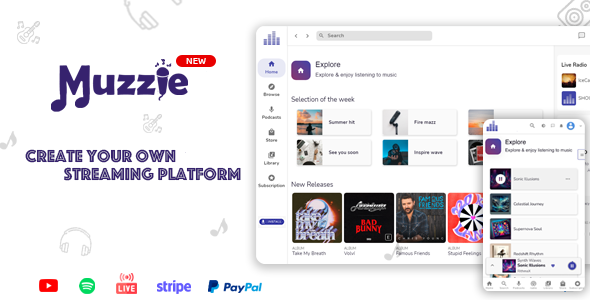 Muzzie - Music, Podcast  & Radio Streaming Platform