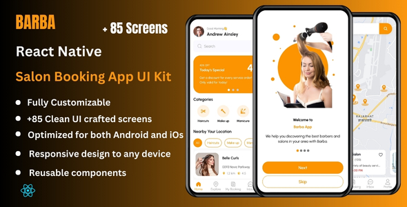 Barba - Barber & Salon Booking React Native Expo Ui Kit