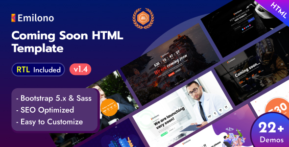 Emilono - Coming Soon Bootstrap 5 Template