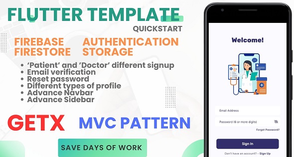 Flutter Starter Pro: Getx (MVC) Role based login, Sign up, Advance Sidebar and Navbar, Profile