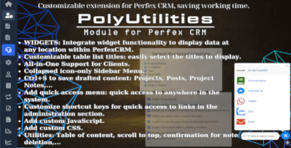 PolyUtilities for Perfex CRM: Quick Access Menu, Custom JS, CSS, and More
