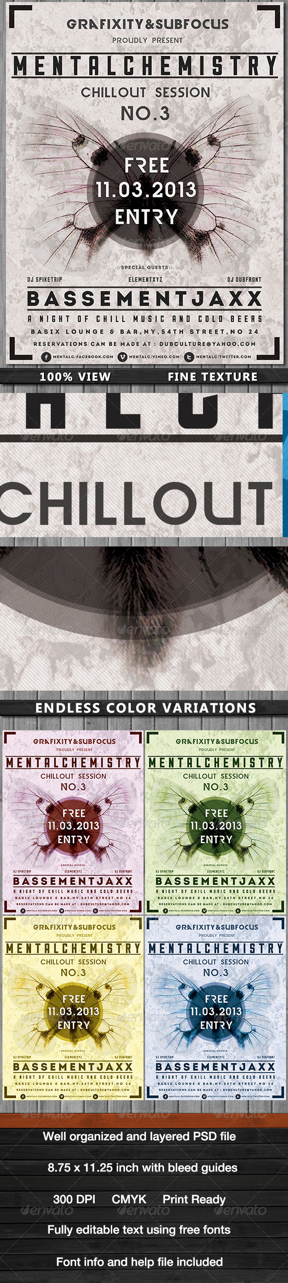 MentalChemistry-Chillout/Dub Poster - Flyers Print Templates