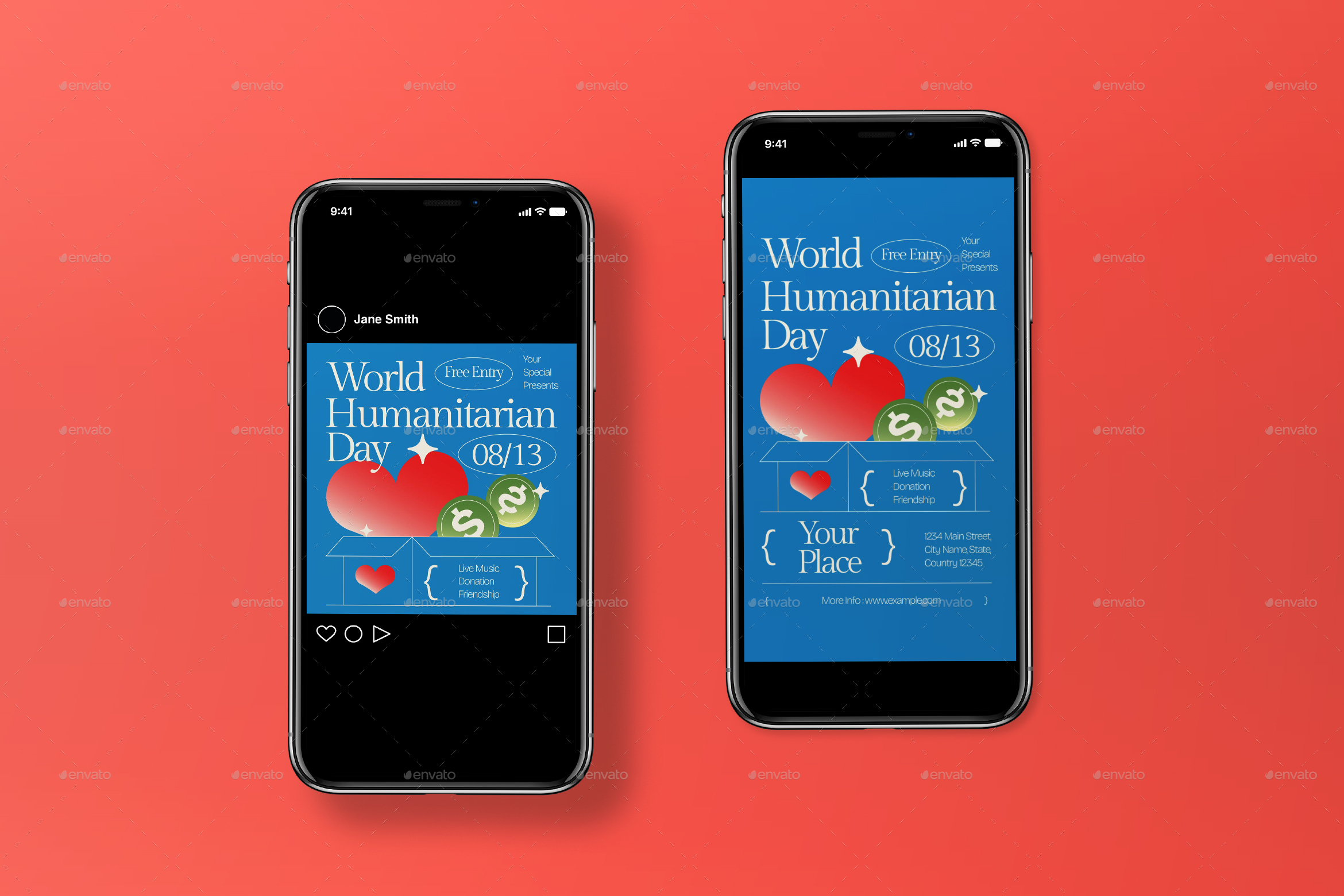 Blue Y2K World Humanitarian Day Flyer Set, Print Templates | GraphicRiver