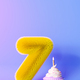 Playful, fluffy number seven on light violet, gradient background. Symbol 7. - PhotoDune Item for Sale