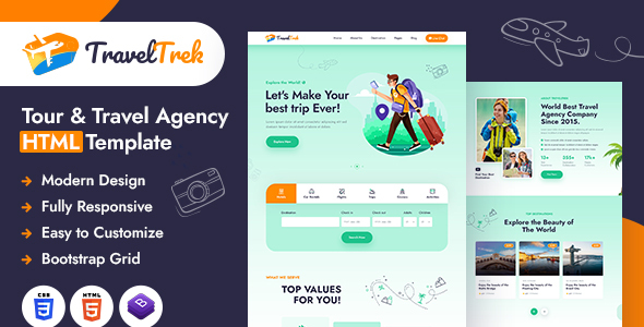 [DOWNLOAD]Travel Trek | Tour and Travel Agency HTML Template