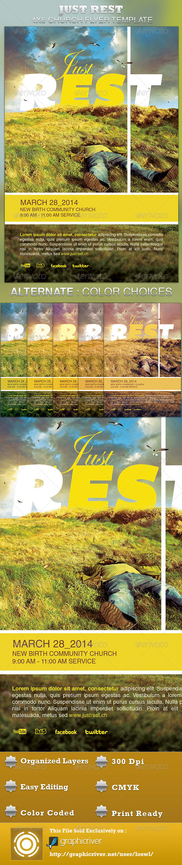 Just Rest Church Flyer Template - Church Flyers