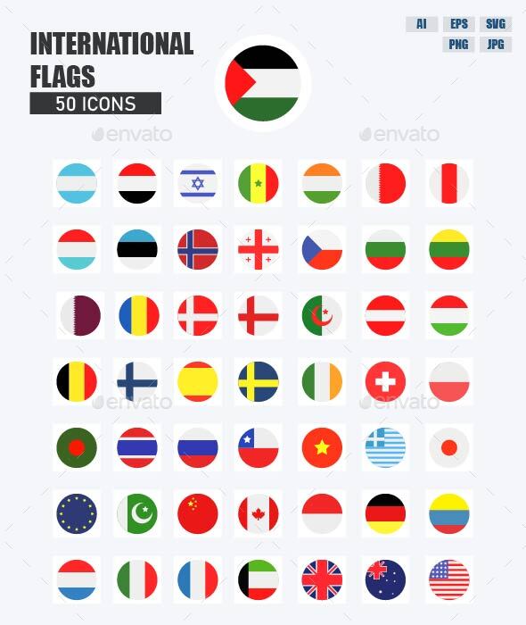 International Flags 50 icons set