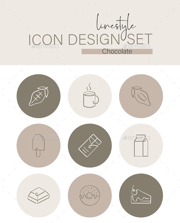 Linestyle Icon Design Set Chocolate