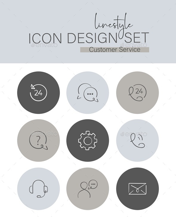 Linestyle Icon Design Set Customer Service