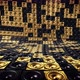 Shiny Black And Gold Random Tiled Speakers Waving Seamless Loop - VideoHive Item for Sale