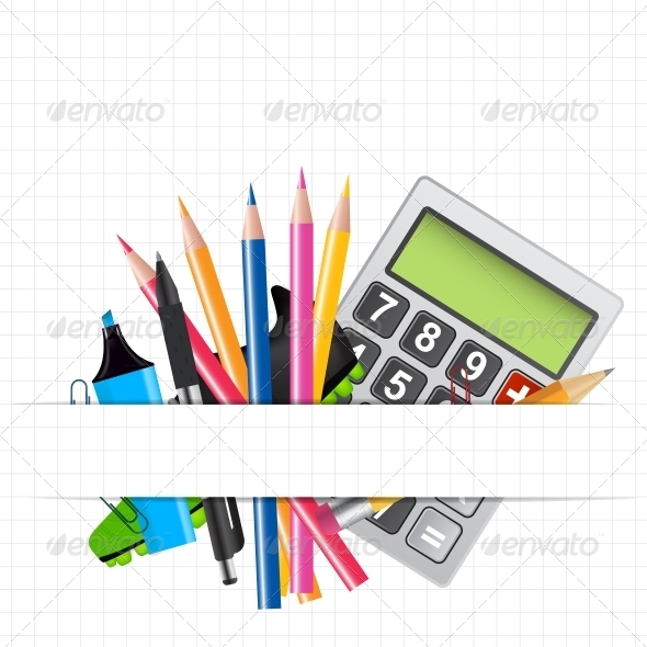 School Theme Background with Different Tools - Miscellaneous Vectors
