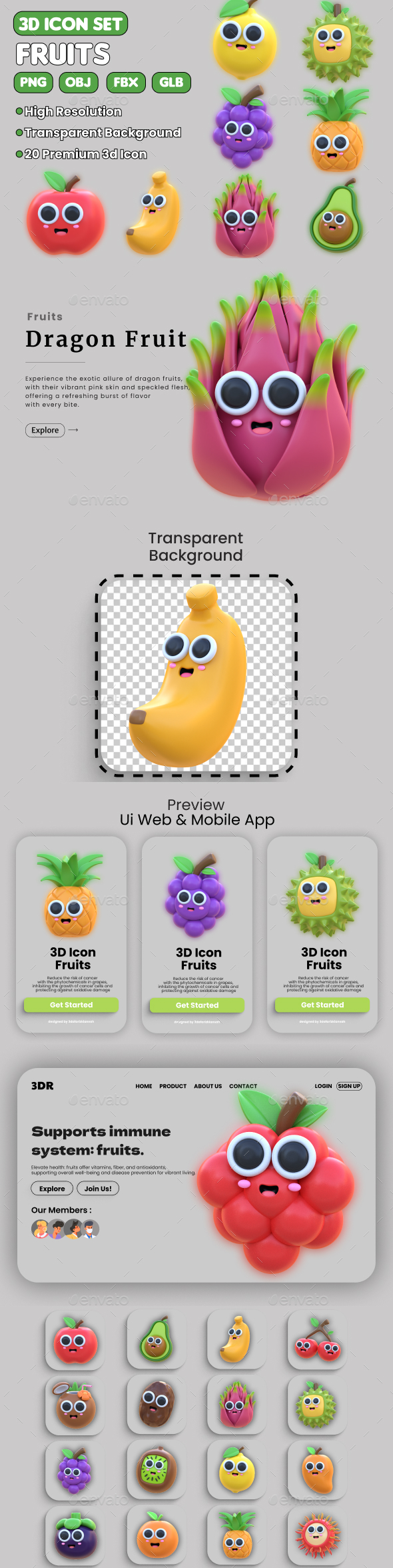3D Fruits Icon