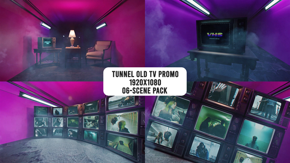Tunnel Old Tv Promo Video Displays template preview