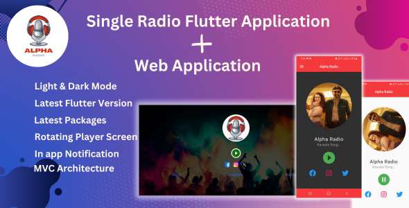 Alpha Radio || Single Radio Flutter Mobile App || Ready to use  Android and IOS App.