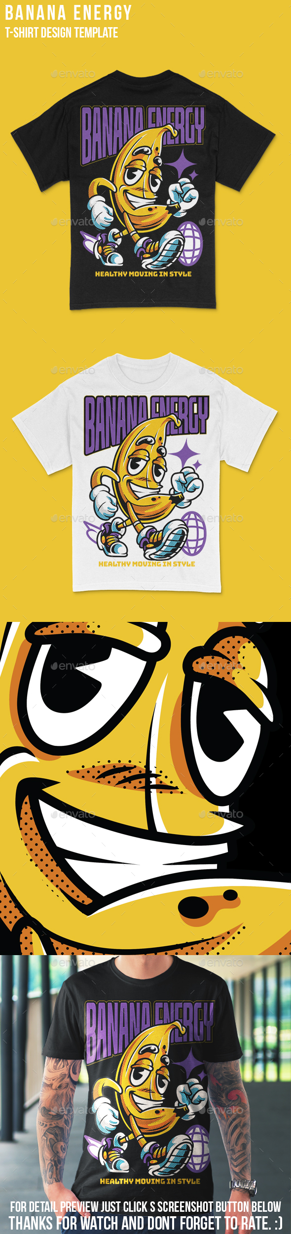 Banana Energy T-Shirt Design Template