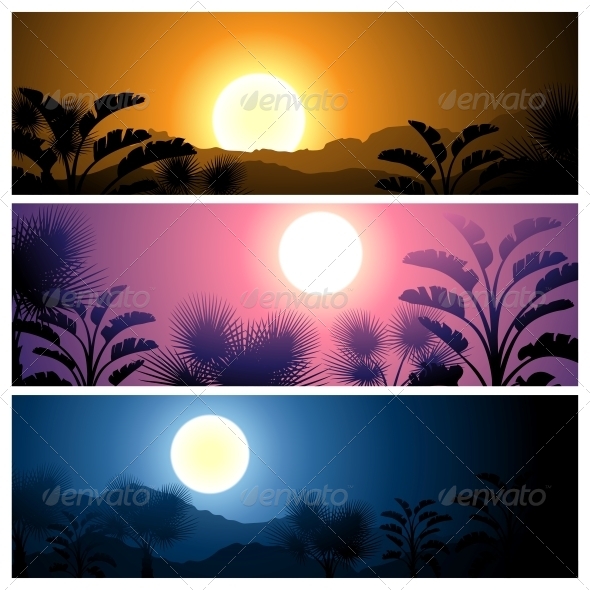 Tropical Banners Set Landscape - Landscapes Nature