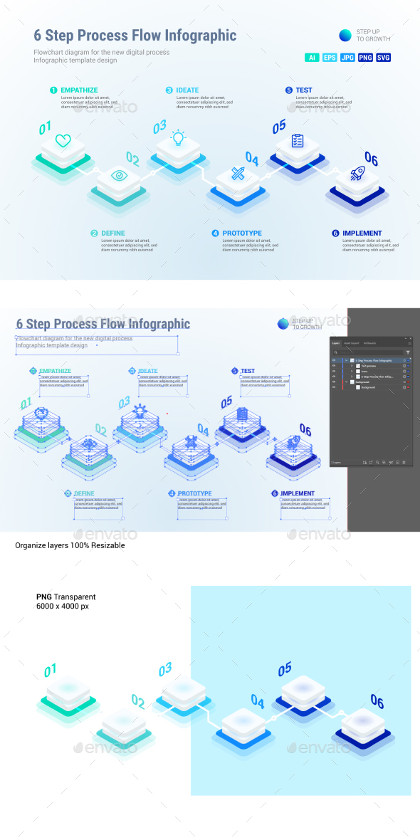 6 Step Process Flow Infographic