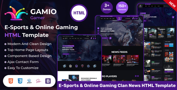 Gamio - eSports and Gaming HTML Template