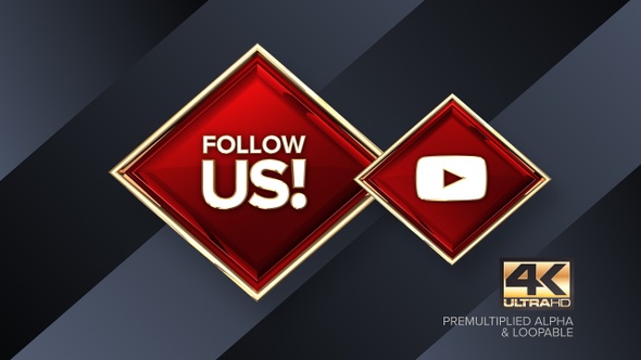 Youtube Follow Us! Rotating Sign 4K Looping Design Element