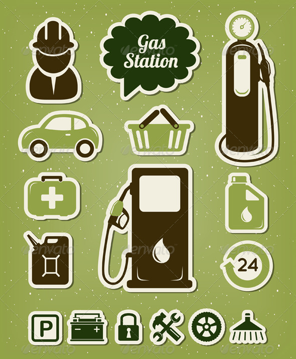 Gas Station Icons Set - Services Commercial / Shopping