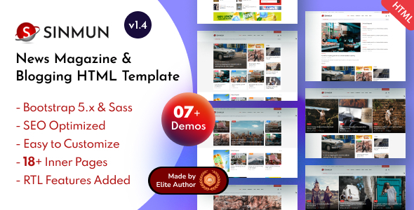 Sinmun - News Magazine & Blogging Bootstrap 5 Template