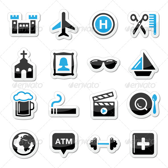Travel Tourism and Transport Icons Set - Travel Conceptual