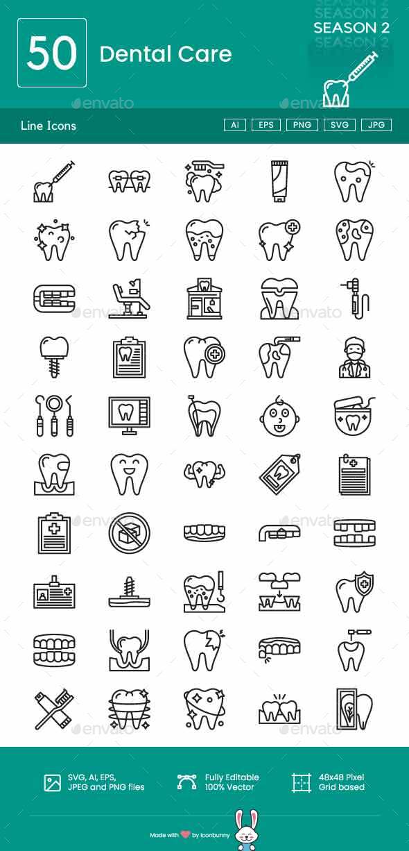 Dental Care Line Icons