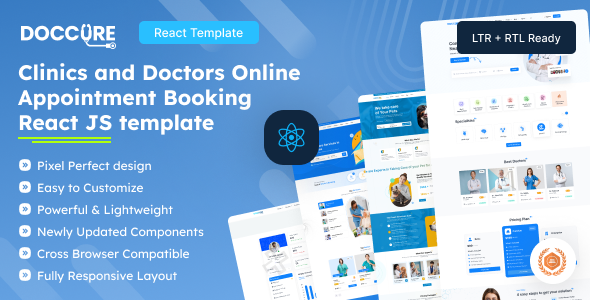 Doccure - React & HTML Clinics & Doctors Online Appointment Booking Reactjs Template