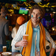 Portrait of handsome guy football holding soccer ball and glass of beer - PhotoDune Item for Sale